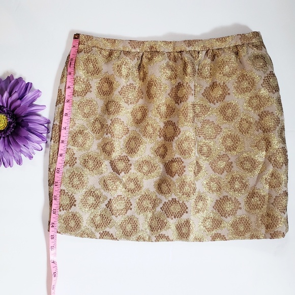 J. Crew Jacquard Metallic Goldenrod Mini Skirt - Picture 7 of 8
